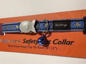 Red Dingo - Smart reflekshalsbånd til katte BLÅ M/FISK